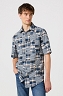 Koszula Męska Wrangler Ss 1 Pkt Shirt Blue Patchwork W112350504