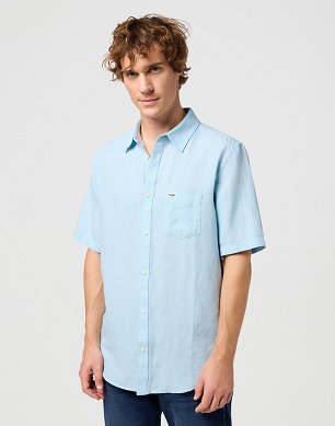 Koszula Męska Wrangler Ss 1 Pkt Shirt Dream Blue 112352188