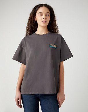 T-shirt Damski Wrangler Girlfriend Tee Magnet W7R9EEM38