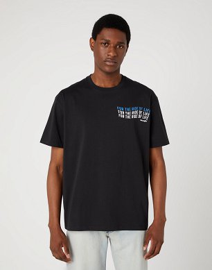 T-shirt Męski Wrangler Slogan Tee Washed Black W70NEEXVD