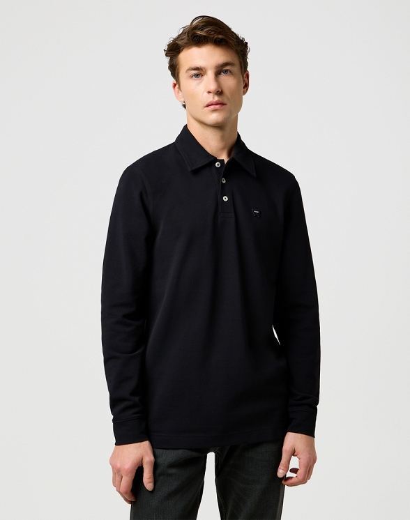 Koszulka Męska Wrangler Ls Polo Shirt Black 112371395