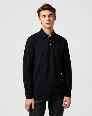 Koszulka Męska Wrangler Ls Polo Shirt Black 112371395