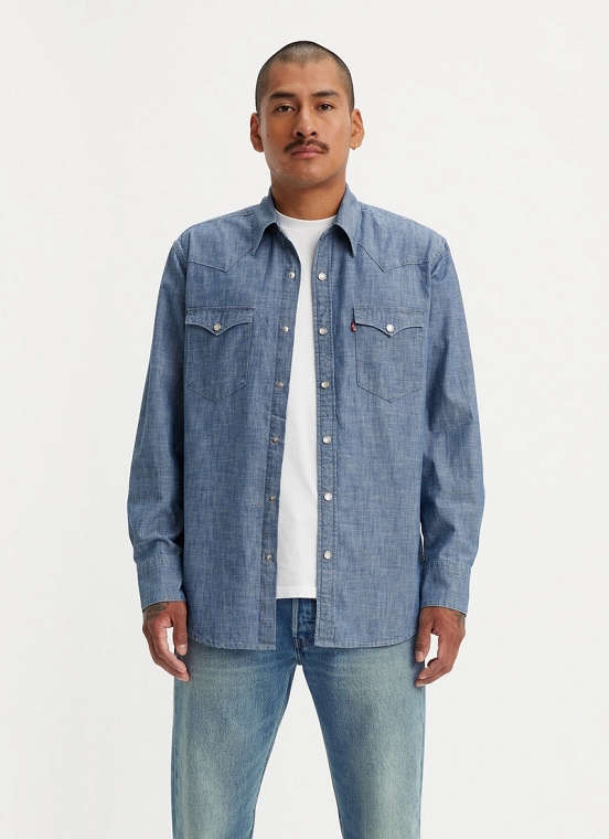 Koszula Męska Levi`s® Barstow Standard Fit Western Shirt Grant Mid Blue Chambray 85744-0067