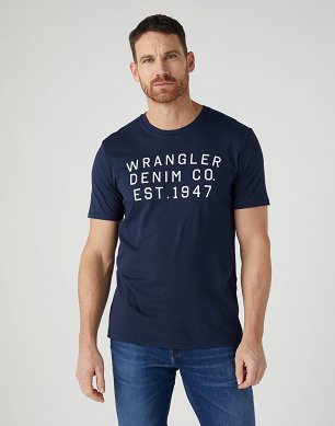 T-shirt Męski Wrangler Graphic Tee Navy W7CAD3114