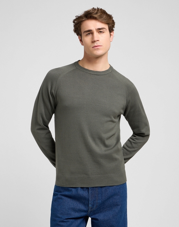 Sweter Męski Lee Clean Raglan Sweater Olive Gray 112370537