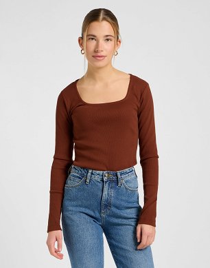 Koszulka Damska Lee Ls Square Neck Luxe Brown 112370953