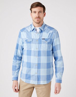 Koszula Męska Wrangler Western Shirt Cerulean Blue W5B42LXVT
