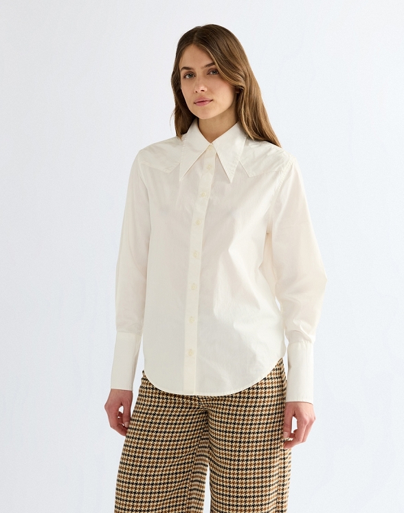 Koszula Damska Wrangler Drama Collar Shirt Egret 112386780