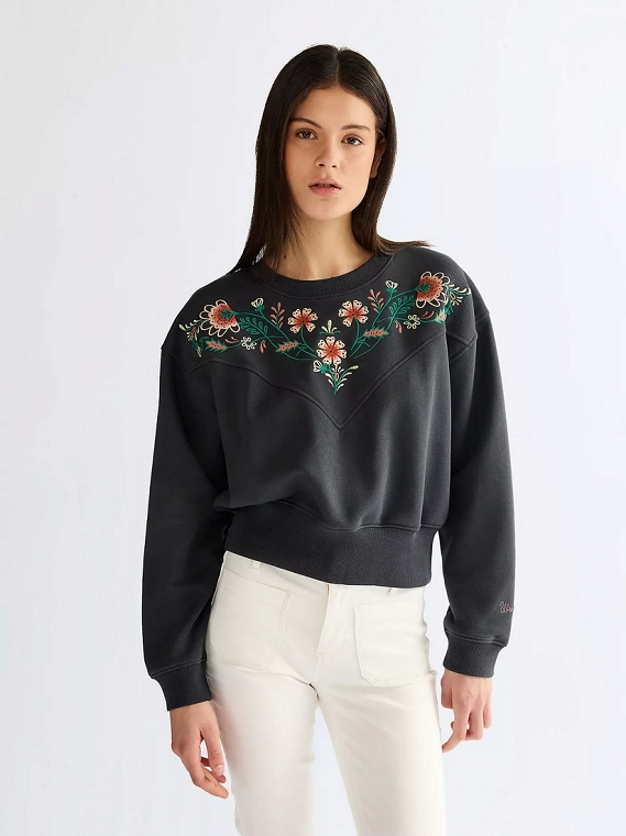 Bluza Damska Wrangler Embroidered Sweat Faded Black 112378109