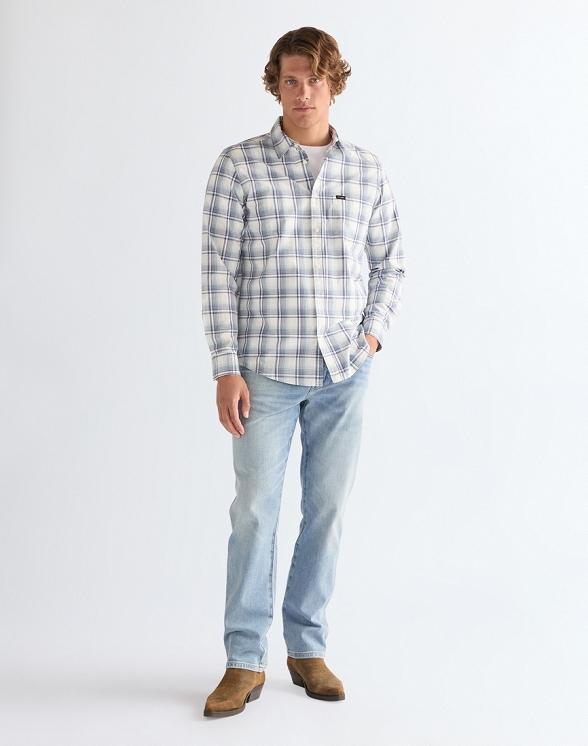 Koszula Męska Wrangler 1 Pkt Shirt Blue White 112378035