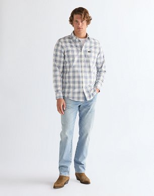 Koszula Męska Wrangler 1 Pkt Shirt Blue White 112378035