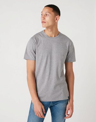 T-shirt Męski Wrangler Ss 2 Pack Tee Mid Grey Mel W7BADHX37