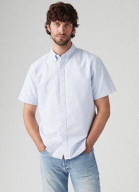 Koszula Męska Levi`s® Short Sleeve Authentic Button-Down Waylon Stripe Della Robbia Blue A9161-0015