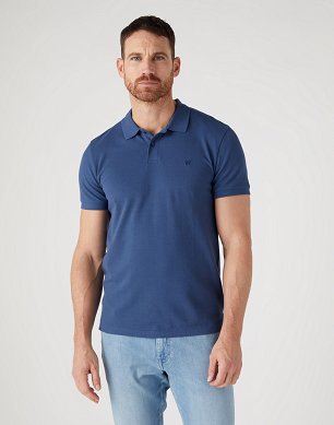 T-shirt Męski Wrangler Poloshirt Dark Denim W7X7K4XTG