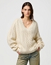 Sweter Damski Wrangler V Neck Cable Knit Ivory 112370801