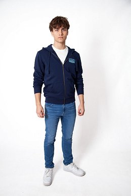 Bluza Męska Wrangler Graphic Zip Hoodie Navy 112378987