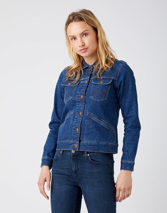 Kurtka Damska Wrangler Denim Jacket Indigo Rules W405KG86H