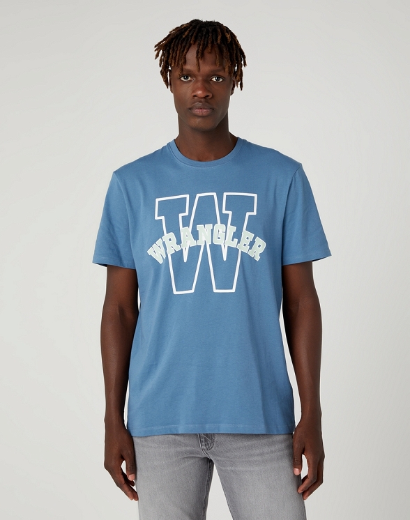 T-shirt Męski Wrangler Graphic Tee Captains Blue W7CEEE84Z