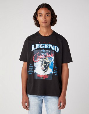 T-shirt Męski Wrangler Graphic Tee Faded Black W771EEXV6