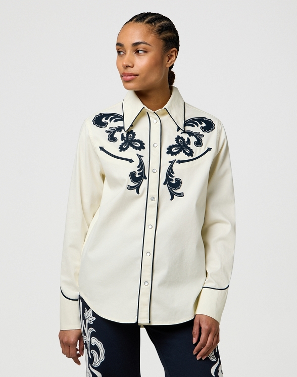 Koszula Damska Wrangler Applique Shirt Worn White 112370786