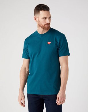 T-shirt Męski Wrangler Sign Off Tee Deep Teal Green W70MEEG03