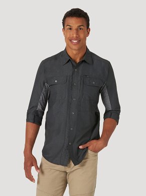 Koszula Męska Wrangler Mix Material Shirt Black WA5B5T100