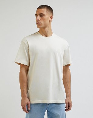 T-shirt Męski Lee Plain Loose Tee Ecru LL84FUNQ