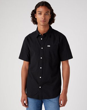 Koszula Męska Wrangler Ss 1 Pkt Shirt Black W5K0MB100