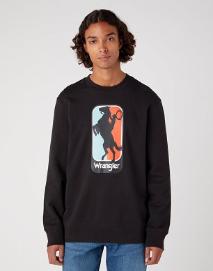 Bluza Męska Wrangler Logo Crew Sweat Faded Black W6L7IYXV6