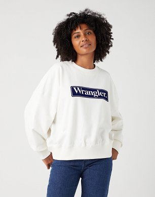 Bluza Damska Wrangler Relaxed Sweatshirt Worn White W6V0IQW02