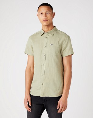 Koszula Męska Wrangler Ss 1 Pkt Shirt Tea Leaf W5J1LOG15