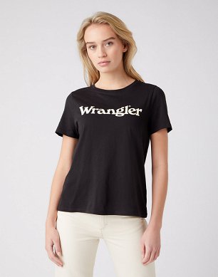 T-shirt Damski Wrangler Regular Tee Faded Black W7N4GHXV6