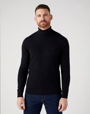 Sweter Męski Wrangler Roll Neck Knit Black W8D42P100