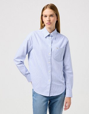 Koszula Damska Wrangler 1 Pkt Shirt Blue Stripe W112350326