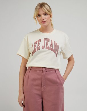 T-shirt Damski Lee Crew Neck Tee Ecru L44BEHA74