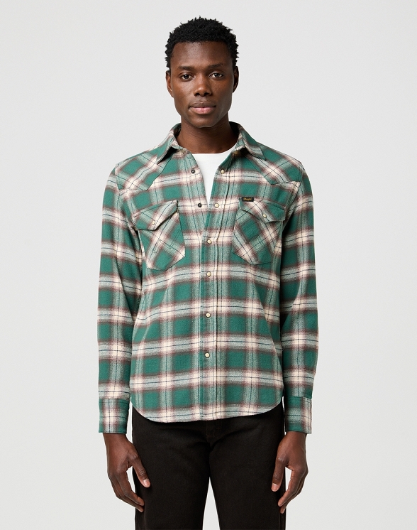 Koszula Męska Wrangler Western Shirt Bistro Green 112371615