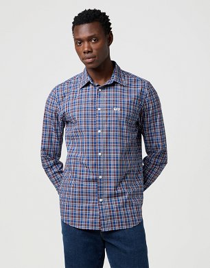 Koszula Męska Wrangler 1 Pkt Poplin Shirt Dark Blue 112371403