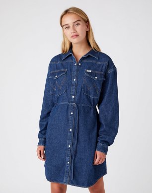 Sukienka Damska Wrangler Jumbo Mini Dress Dark Indigo W9R46OX1E