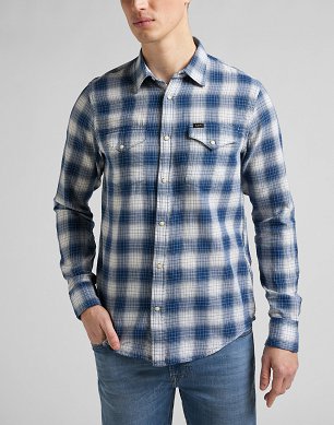 Koszula Męska Lee Clean Reg Western Washed Blue L66ROALR