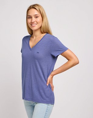 Koszulka Damska Lee V Neck Tee Surf Blue 112350203