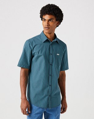 Koszula Męska Wrangler Ss 1 Pkt Shirt Hydro Blue W112350482