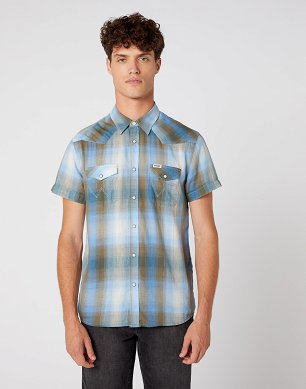 Koszula Męska Wrangler Ss Western Shirt Dusty Olive W5J06DX45