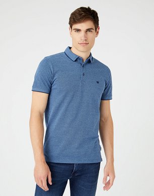 T-shirt Męski Wrangler Refined Polo Medieval Blue W7H7KEX9I