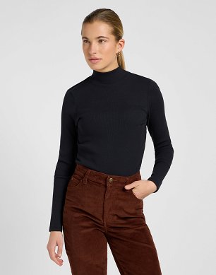 Koszulka Damska Lee Mock Neck Black 112370949