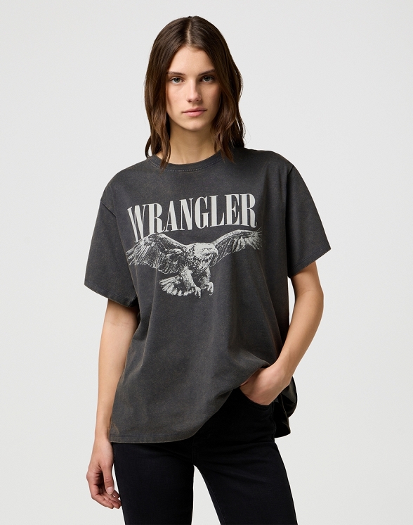 Koszulka Damska Wrangler Girlfriend Tee Faded Black 112370766
