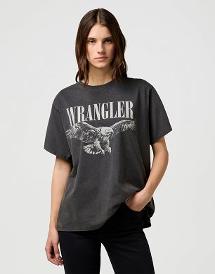 Koszulka Damska Wrangler Girlfriend Tee Faded Black 112370766