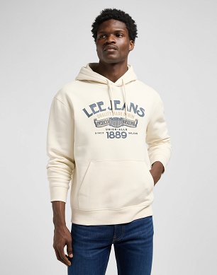 Bluza Męska Lee Big Logo Hoodie Ecru 112370452