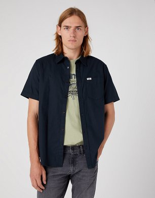 Koszula Męska Wrangler Ss 1 Pkt Shirt Black W5K0LS100