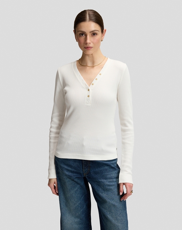 Koszulka Damska Lee Ls Waffle Henley Ecru 112385665