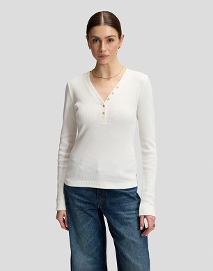 Koszulka Damska Lee Ls Waffle Henley Ecru 112385665